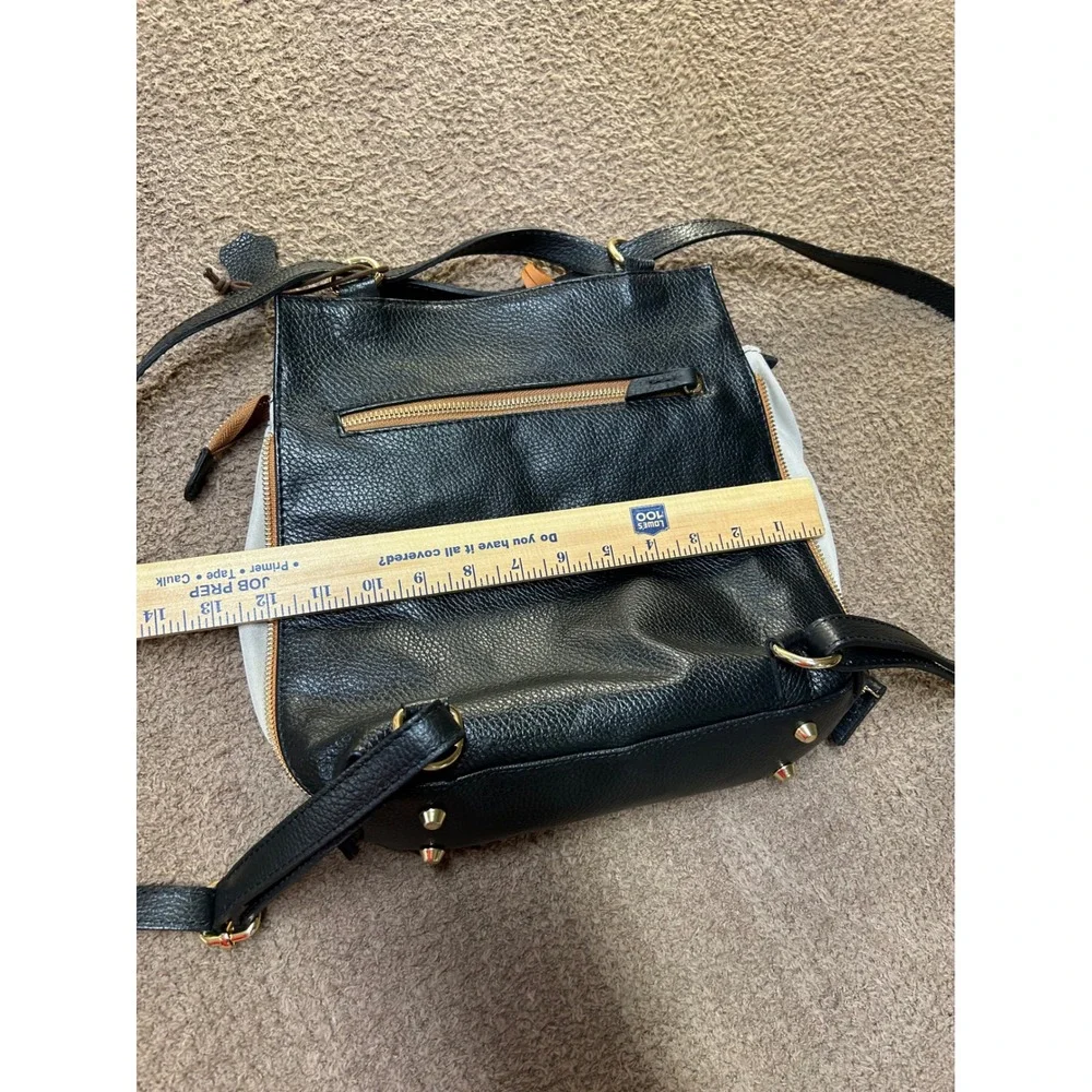 Valentina Italian Black Leather Convertible Backpack Shoulder Bag Gold Hardware
